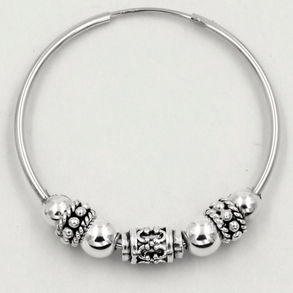 *New* Bali 925 Sterling Silver Hoop Earrings - Picture 2 of 3